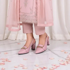 Blush Pink Dove Slingback Block Heel PIU_266 — front view, ladies shoes Pakistan by PumpItUp