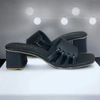Bracies Black Block Heels PIU_297 in black Sofa rexine, PumpItUp
