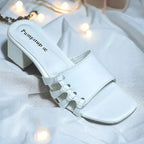 “Bracies White Block Heels PIU_296 in white sofa rexine by PumpItUp”