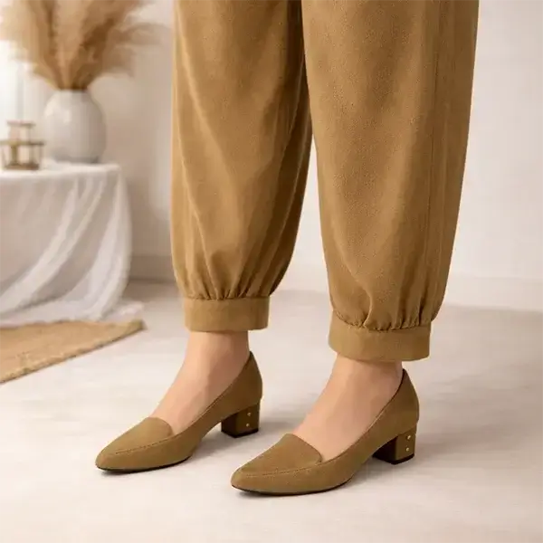 Brown Comfy Block Heel Pump PIU_110 amarah rexine ladies shoes PumpItUp.pk