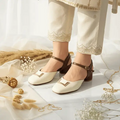 Brown Cream Duo Slingback Block Heel PIU_252 Amarah Rexine ladies shoes PumpItUp.pk
