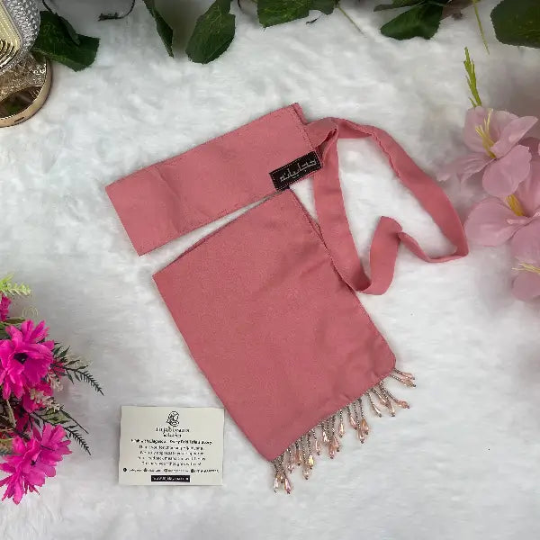 Candy Pink Saudi Niqab with Beads HB-14 – Double Georgette Fabric by Hijabiyana By Pumpitup.pk