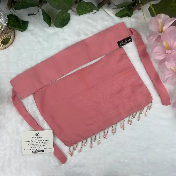 Candy Pink Saudi Niqab with Beads HB-14 – Double Georgette Fabric by Hijabiyana By Pumpitup.pk