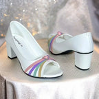 Candy White Block Heel Sandals - PIU_279 - Buy Online Pakistan | PumpItUp
