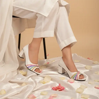 Candy White Block Heel Sandals - PIU_279 - Buy Online Pakistan | PumpItUp
