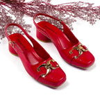 Cherry Slingback Block Heel PIU_254 Amarah Rexine ladies shoes PumpItUp.pk