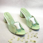 Chic Mint Block Heels PIU_224 patent rexine block heel shoes PumpItUp.pk