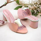 Chic Pink Block Heels PIU_225 patent rexine block heel shoes PumpItUp.pk