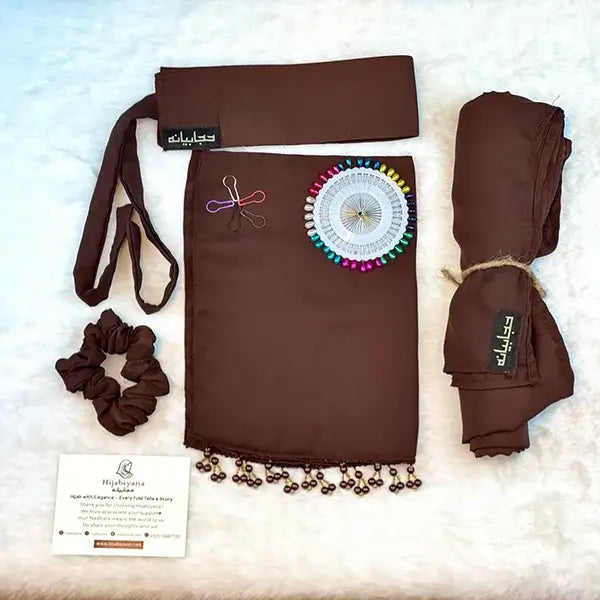 Chocolate Brown Saudi Niqab With Beads Set HB-48 – Hijabiyana by pumpitup.pk