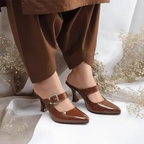 Cocoa Gloss Heels Pump PIU_189 Patent ladies shoes PumpItUp.pk