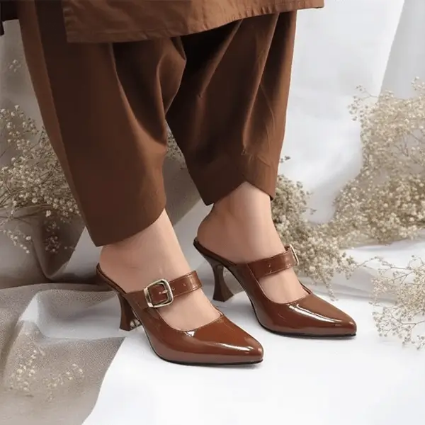 Cocoa Gloss Heels Pump PIU_189 Patent ladies shoes PumpItUp.pk