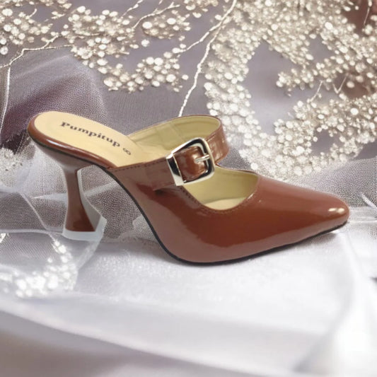 Cocoa Gloss Heels Pump PIU_189
