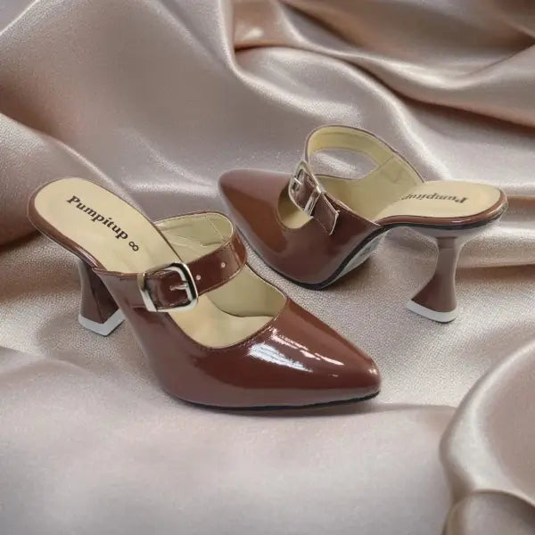 Cocoa Gloss Heels Pump PIU_189