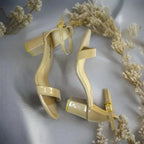 Cream Blond Yaro Block Heel Sandal PIU_170