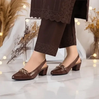Crocodile Chain Slingback Block Heel Pump PIU_167 Crocodile Leather Rexine ladies shoes PumpItUp.pk
