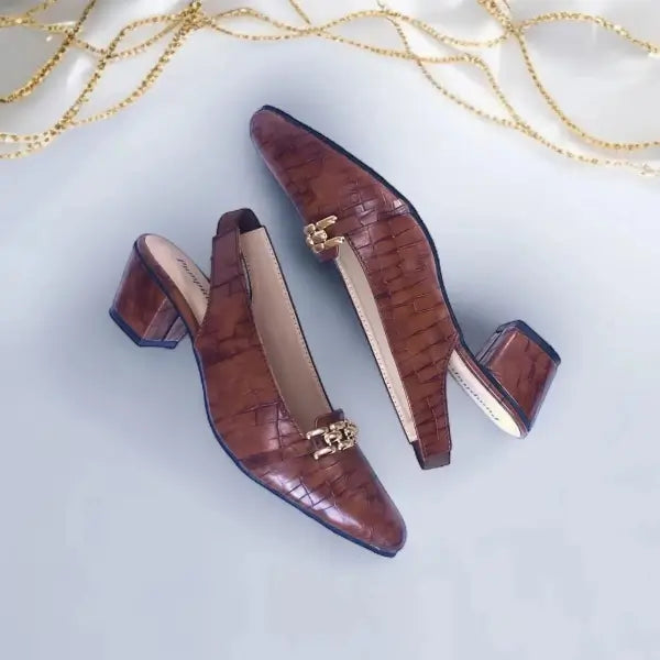 Crocodile Chain Slingback Block Heel Pump PIU_167