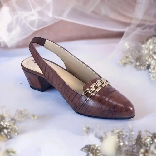 Crocodile Chain Slingback Block Heel Pump PIU_167