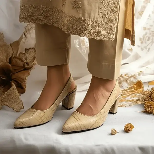 Crocodile Half d'Orsay Slingback Pump PIU_136 Crocodile Leather Rexine ladies shoes PumpItUp.pk