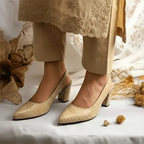 Crocodile Half d'Orsay Slingback Pump PIU_136 Crocodile Leather Rexine ladies shoes PumpItUp.pk