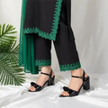 Crystal Black Bow Block Heel Sandal PIU_269 PIU_269 patent rexine ladies shoes PumpItUp.pk
