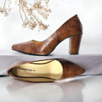 Dark Crocodile Block Heel Pump PIU_139