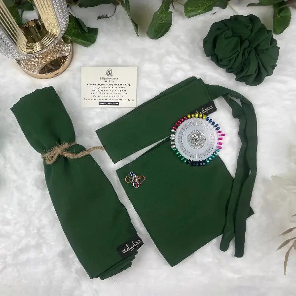 Dark Green Saudi Niqab Set HB-19 – Double Georgette Fabric by Hijabiyana By Pumpitup.pk