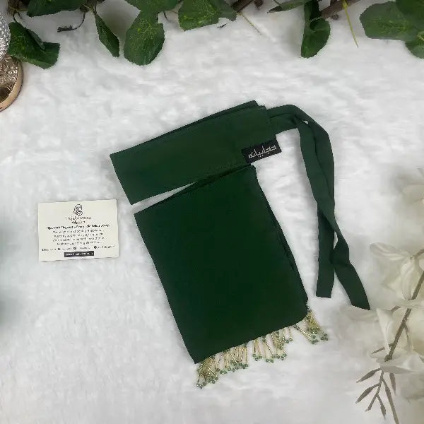 Dark Green Saudi Niqab With Beads HB-18 – Double Georgette Fabric by Hijabiyana By Pumpitup.pk