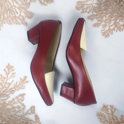 Dark Mahroon Spectra Comfy Block Heel Pump PIU_171