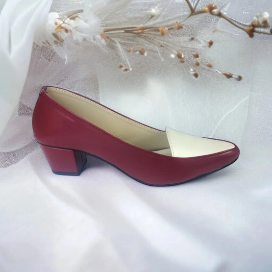 Dark Mahroon Spectra Comfy Block Heel Pump PIU_171