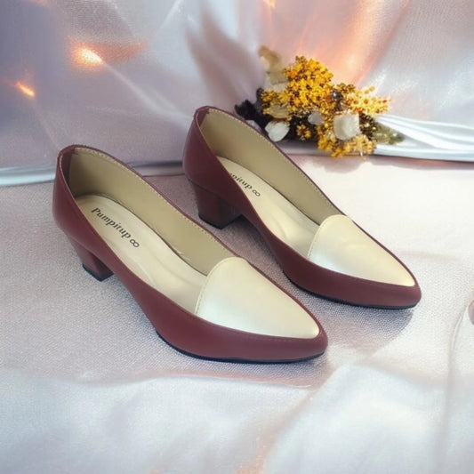 Dark Mahroon Spectra Comfy Block Heel Pump PIU_171