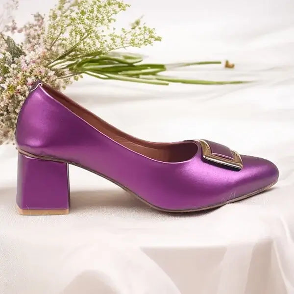 Dark Purple Elegance Pumps Block Heel PIU_202