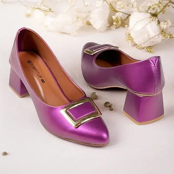 Dark Purple Elegance Pumps Block Heel PIU_202