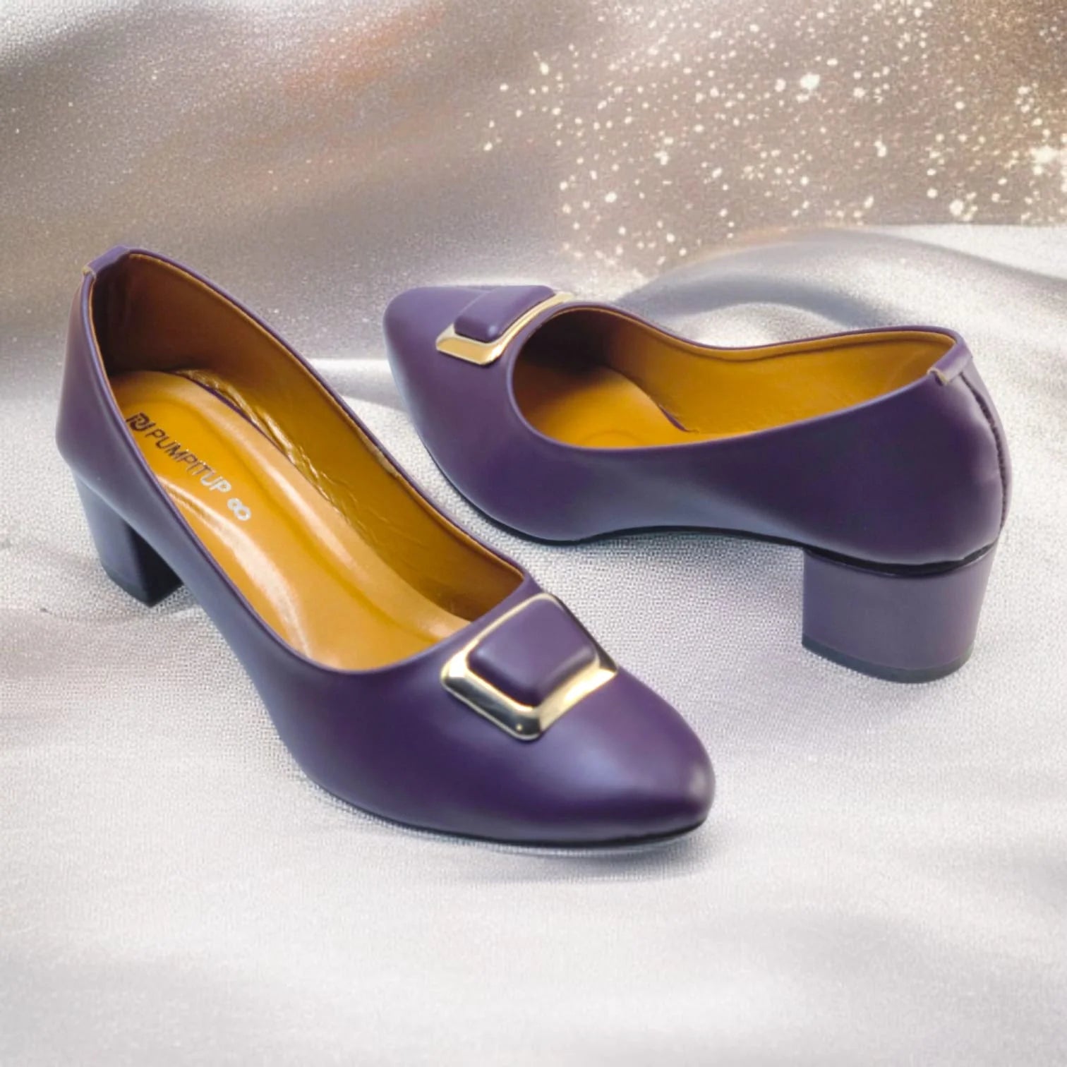 Dark Purple Elegance Pumps Block Heel PIU_202