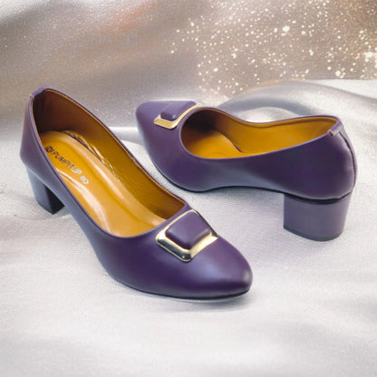Dark Purple Elegance Pumps Block Heel PIU_202