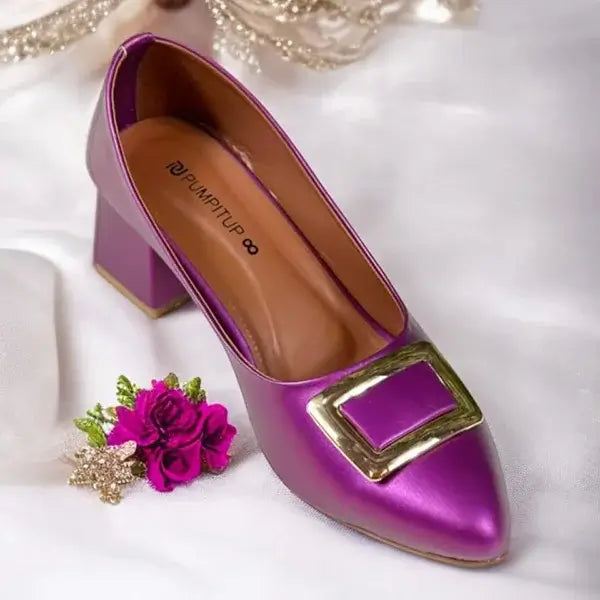 Dark Purple Elegance Pumps Block Heel PIU_202