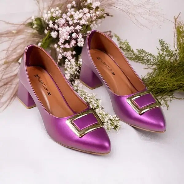 Dark Purple Elegance Pumps Block Heel PIU_202