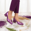 Dark Purple Elegance Pumps Block Heel PIU_202 Imported Sofa Rexine ladies shoes PumpItUp.pk