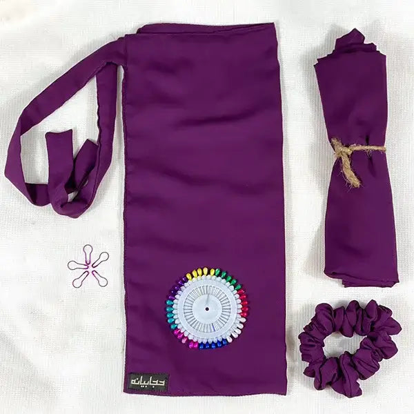 Dark Purple Half Niqab Set HB-58 – Complete Double Georgette Modest Wear Set by Hijabiyana