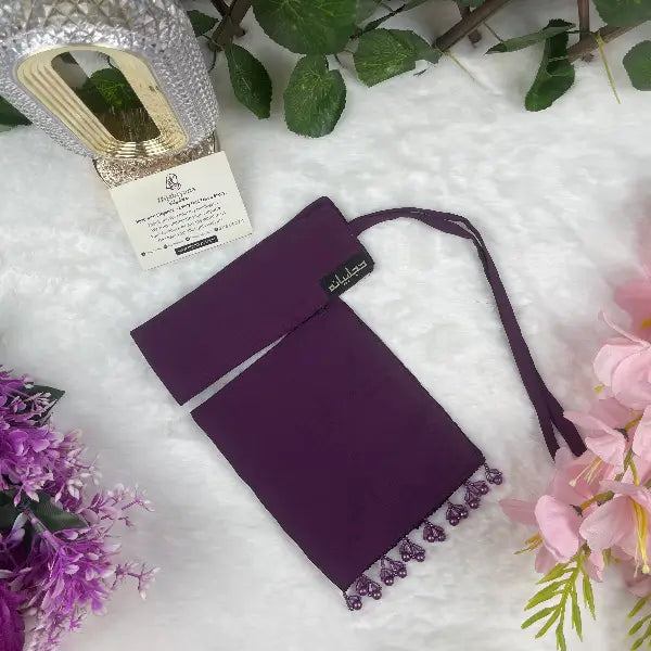 Dark Purple Saudi Niqab with Beads HB-38 – Double Georgette Fabric by Hijabiyana by pumpitup.pk