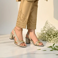 Dazzling Gold Glow Block Heel Sandal PIU_267 PIU_267 shiny rexine ladies shoes PumpItUp.pk