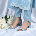 Dream Blue Block Heel Sandal PIU_265 Patent Rexine ladies shoes PumpItUp.pk