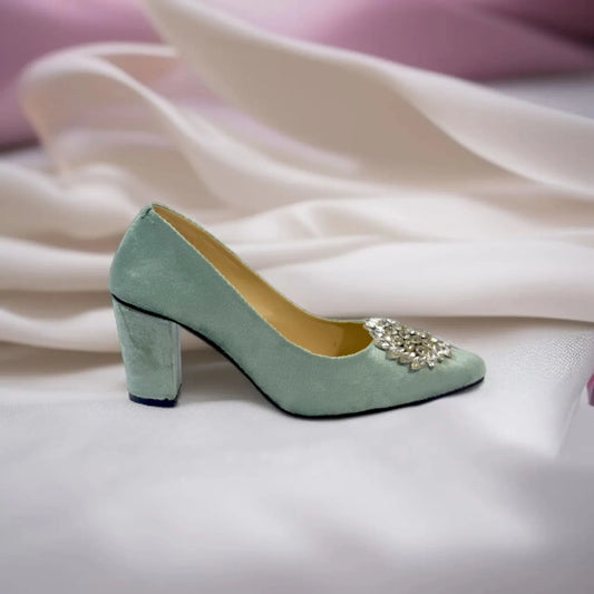 Ferozi Classy Stone Block Heel Pump PIU_102