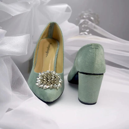Ferozi Classy Stone Block Heel Pump PIU_102