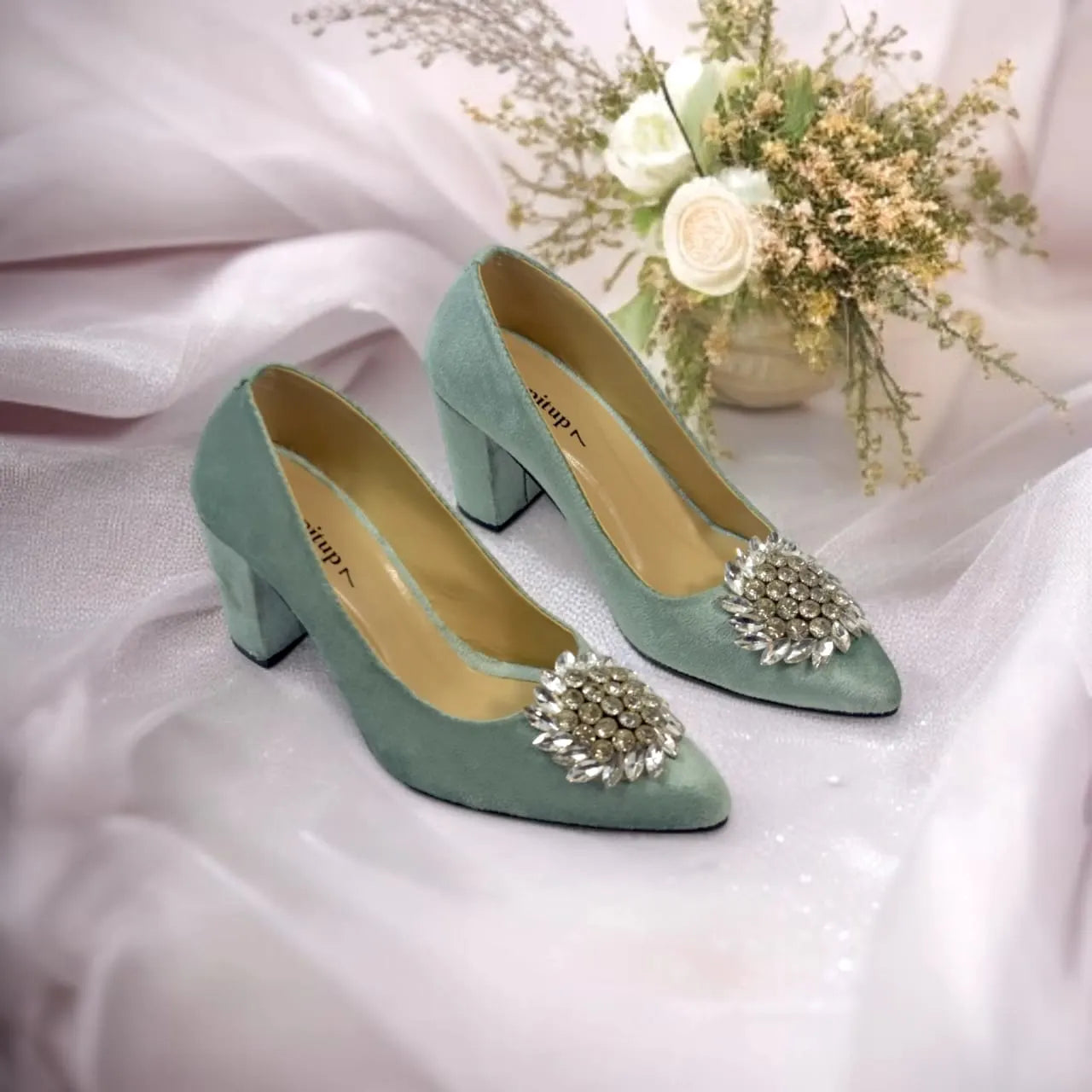 Ferozi Classy Stone Block Heel Pump PIU_102