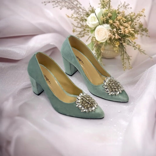 Ferozi Classy Stone Block Heel Pump PIU_102