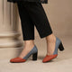 Flamingo Orange-Grey Two-Tone Block Heels PIU_298