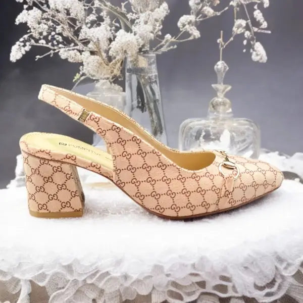 GG Signature Slingback Block Heel PIU_238 Amarah rexine ladies shoes PumpItUp.pk