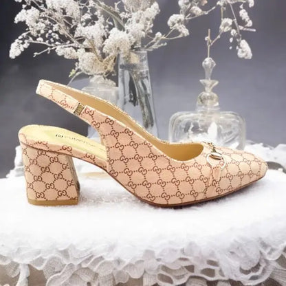 GG Signature Slingback Block Heel PIU_238 Amarah rexine ladies shoes PumpItUp.pk