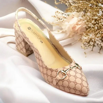 GG Signature Slingback Block Heel PIU_238 Amarah rexine ladies shoes PumpItUp.pk
