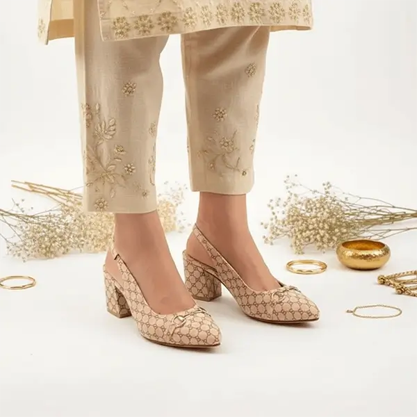 GG Signature Slingback Block Heel PIU_238 Amarah Rexine ladies shoes PumpItUp.pk